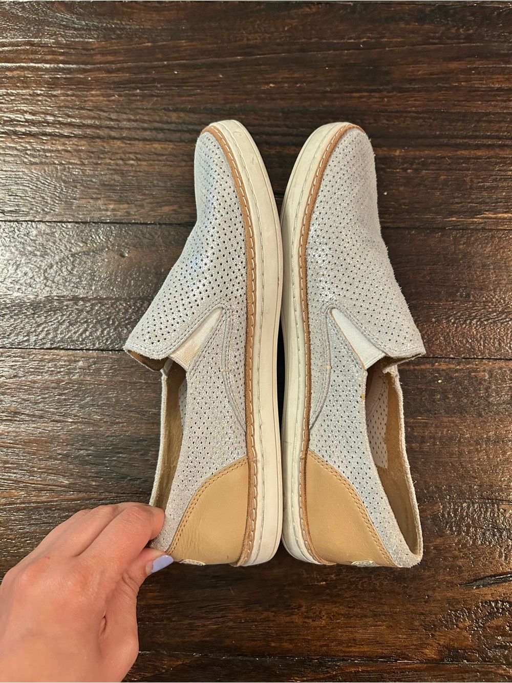 UGG Adley Perforated Stardust Slip-On Sneakers in Light Gray/Tan - Picture 6 of 6